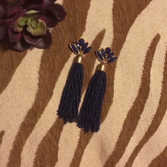 Francesca's Collections Jewelry - Navy Beaded Tassel Earrings
